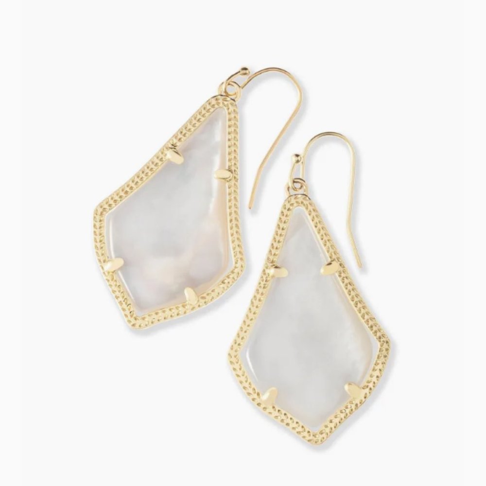 Gold Drop Earrings in Ivory Pearl